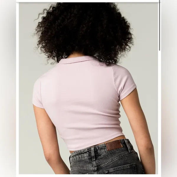Tilly’s FULL TILT Button Front Womens Lavender Crop Polo Shirt NWT size XS - Image 2