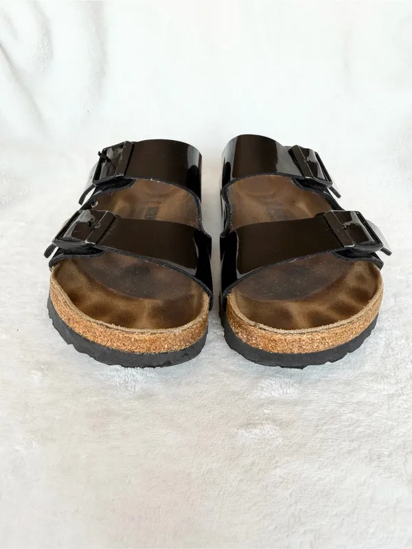 Birkenstock Arizona Birko-Flor Black Patent Sandals Women’s US 5 Regular - Image 4