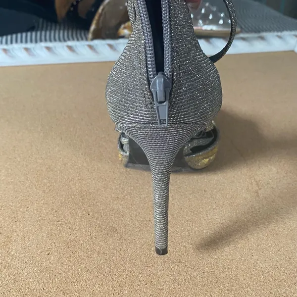 Payless Glittery Silver Caged Heels Size 12 - Image 3