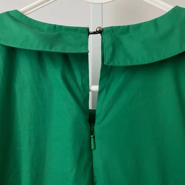 eShakti Cotton Quirky Academia Dainty Peter Pan Collar Fit Flare Dress 10 Green - Image 6