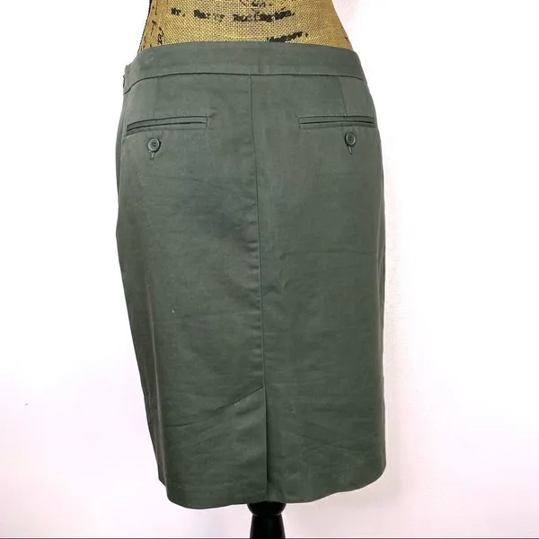 New York & Company Stretch Twill Khaki Pencil Skirt‎ Olive 6 - Image 4