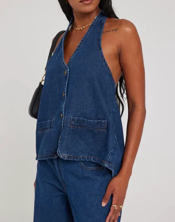 Denim halter top Blue - Image 2