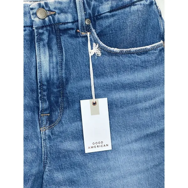 Good American Denim Shorts Womens 4/27 Blue Raw Hem Distressed GNIC0235T - Image 11