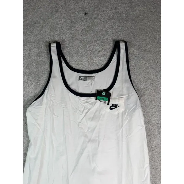 Nike Women's XL Tank Top NWT White Black Trim Pocket Swoosh Retro Y2K New* Read - Image 2