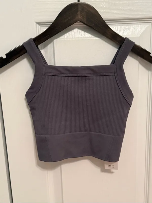 Abercrombie YPB Square Neck Ribbed Tank in Gray - Image 2