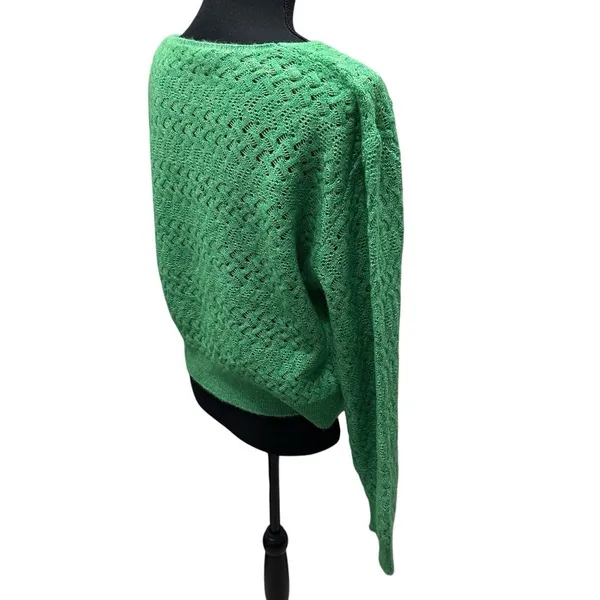 MANGO -MNG Green V Neck Sweater‎ Women Size Medium Long Sleeve - Image 6