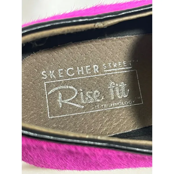 Skechers Rise Fit‎ Pony Hair Platform Sneakers Slip On Women 7 Hot Pink Fluffy - Image 6