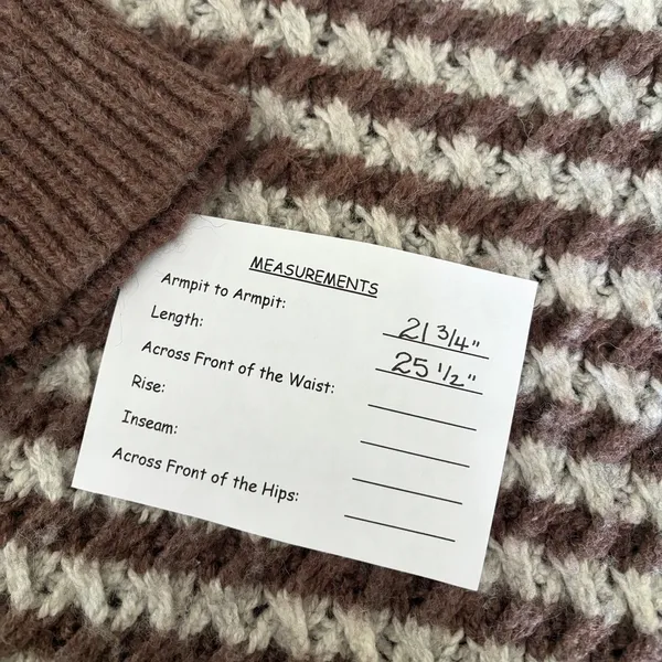 ZARA Wool Chunky Knit Oversized Sweater Brown Grey Stripes‎ Pullover Knit Small - Image 15