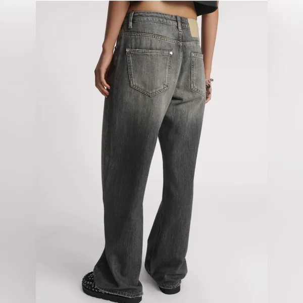 One teaspoon Jackson Mid Waist Wide Leg Denim Jeans - Charcoal Black 27 - Image 4