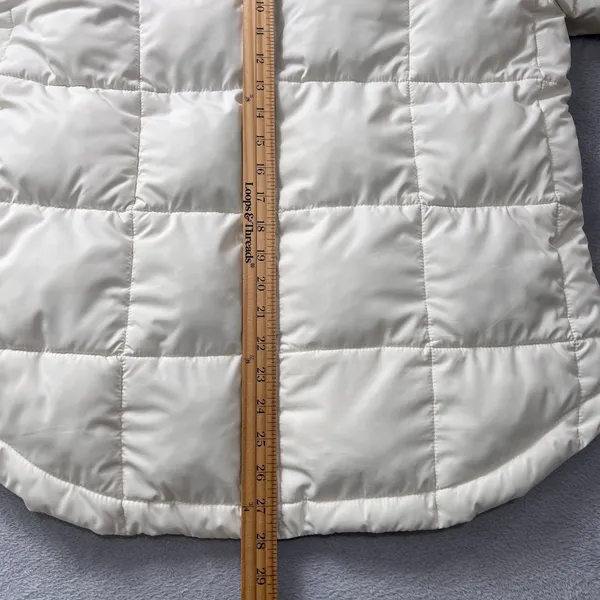 YPB Cream Puffer Jacket Women's Large Winter Quilted Coat Warm Zip Snap‎ Neutral - Image 9
