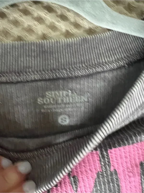 Simply Southern Gray Pullover with Pink Smiley and Cowgirl Hat - Image 2