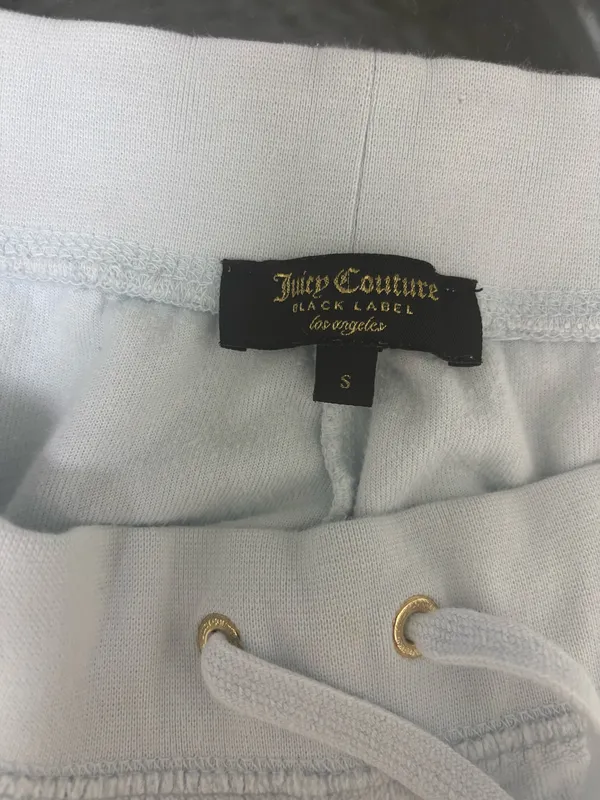 Juicy Couture Black Label Light Blue Velour Jogger Pants Drawstring Pockets S - Image 5