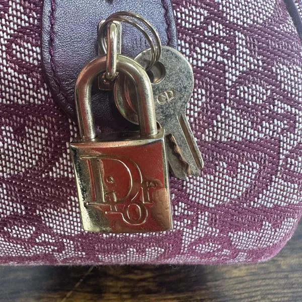 Christian Dior Double Saddle Trotter Satchel Bag Bordeaux Monogram Italy Lock - Image 14