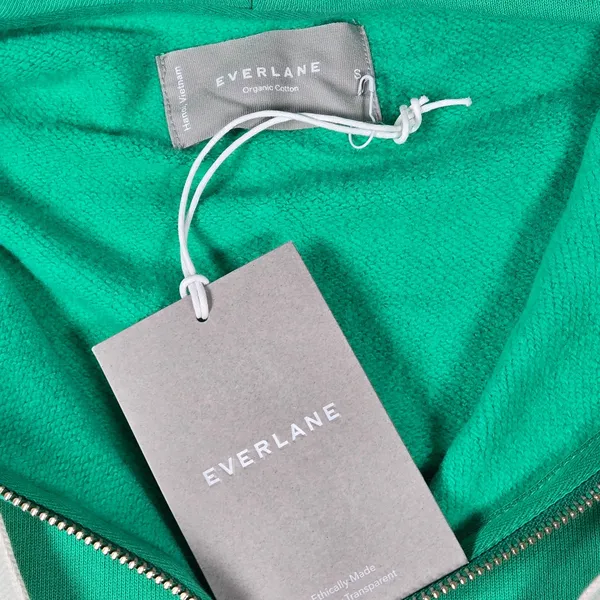 Everlane Organic Cotton Full Zip Hoodie Bright Jade Green Size Small‎ Cropped - Image 4