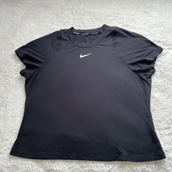 Nike Womens Dri-Fit Short Sleeve XXL Black Running Athleisure Luxe Preppy Sports - Image 2