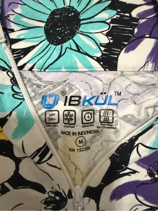 IBKUL Floral Long Sleeve 3/4 Zip Up Golf Athletic outdoor White size‎ M - Image 2