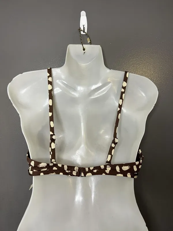 Aerie Bikini Swim Top Womens Large Brown Triangle Padded Adjustable Straps - Image 4