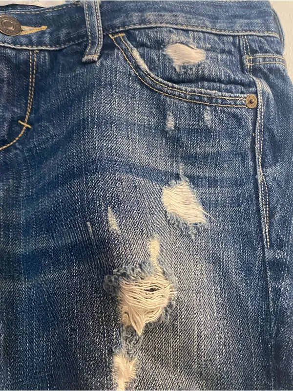 Abercrombie & Fitch Womens Blue Denim Shorts Size 0 29 29” Distressed Cut Off - Image 2