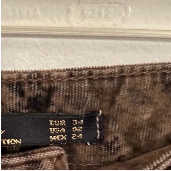 Women’s Zara Brown Black Animal Snake Print Corduroy Pants Jeans Size 2 - Image 9