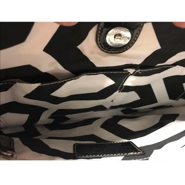 MERONA black womens shoulder bag w/zebra interior - Image 3