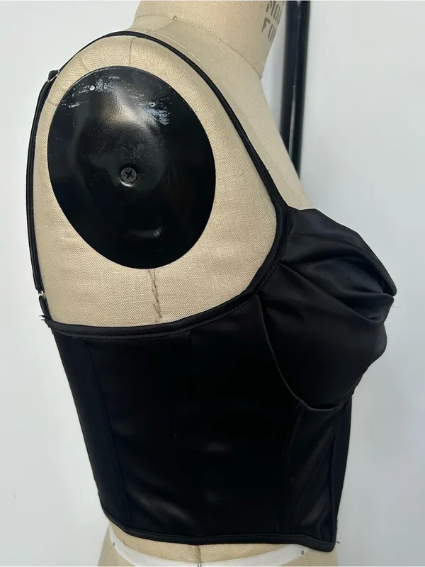 Satin Black Corset Bustier Top Size M - Image 4