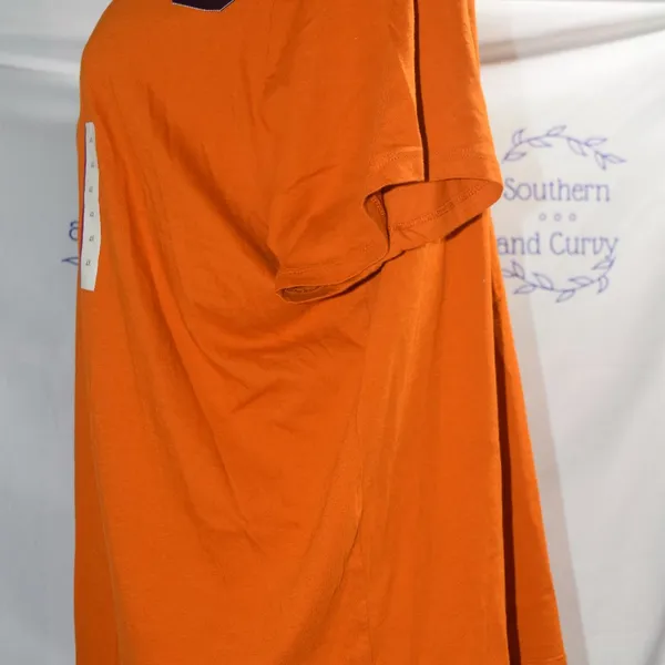 Ava & Viv Women's V-Neck Short Sleeve T-Shirt 4X Cotton Rust Orange - Image 7