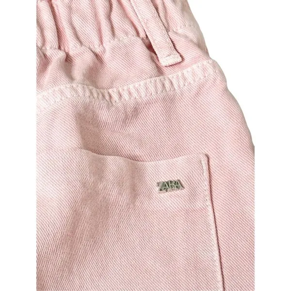 Zara Denim Shorts‎ Size 6US Pink Cutoff Elastic Waistline High Waist - Image 4