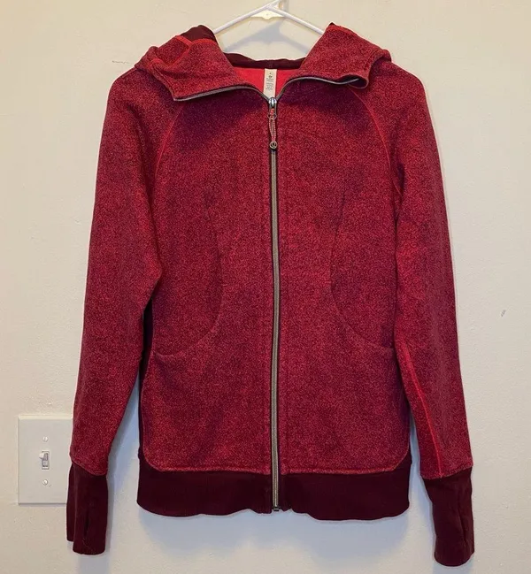 LULULEMON Scuba Full Zip Fleece Hoodie III Rio Mist Boom Juice Red Grape Sz 4 - Image 3