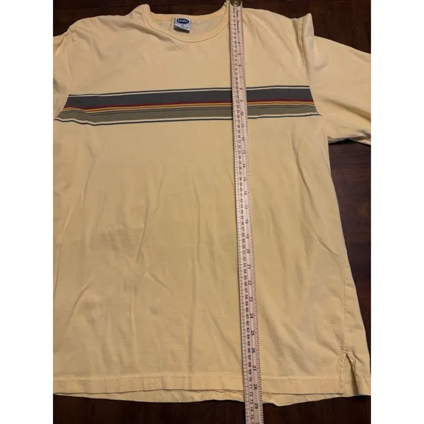 Old Navy Yellow Stripe Graphic T Shirt Mens XL Short Sleeve Cotton Casual Retro - Image 10