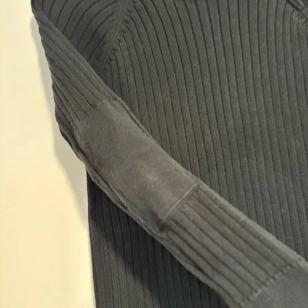 Ralph Lauren Lauren Jeans Co. Medium Black Ribbed Cotton Sweater, Crew Neck. Zip Neckline - Image 3