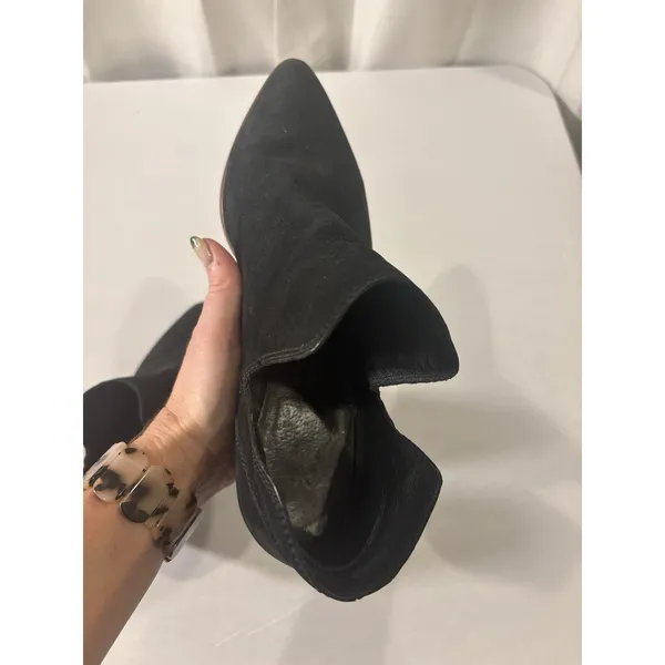 Frye Black Suede Leather Ankle Boots Booties Women's Size 9.5 Classic Block Heel - Image 9