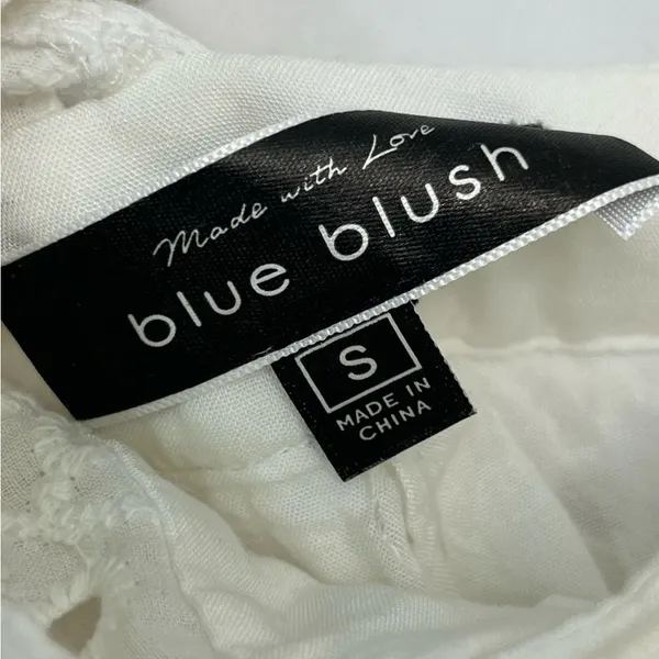 Blue Blush Eyelet Jumpsuit Cropped 100% Cotton Women S White Whimsical Girly Fun - Image 7