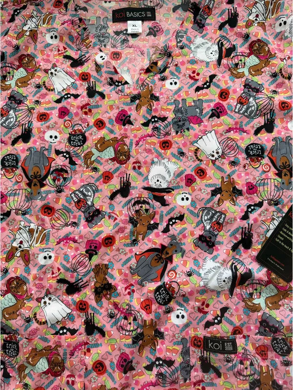 Koi Basics Halloween Scrub Top – XL 🎃👻 (NWT) - Image 4