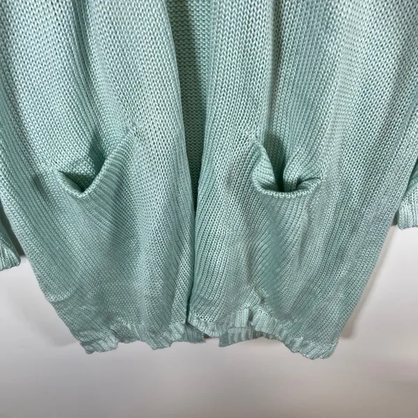Sabo Women Mint‎ Green Chunky Knit Open Front Cardigan Sweater SA1621 Large - Image 3
