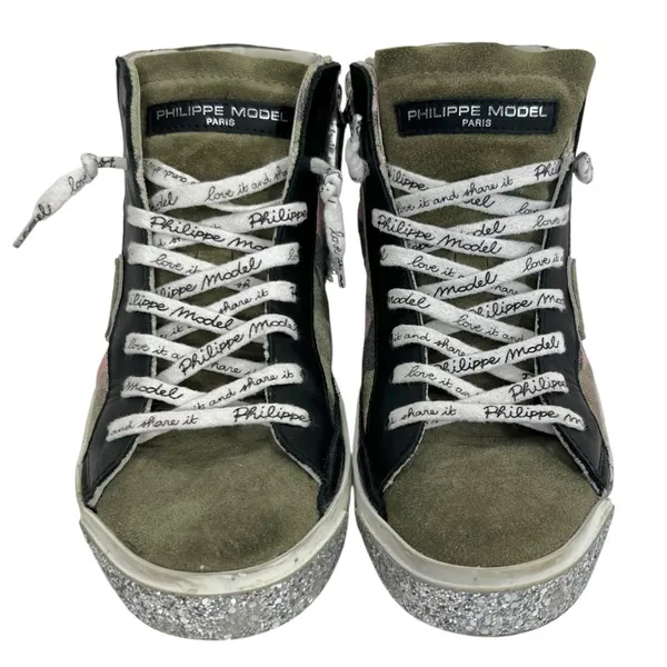Philippe Model PRSX High Sneaker in Camouflage Military Fuschia Green Size 6 - Image 5