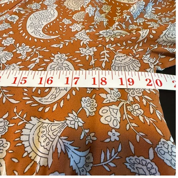 Melloday Large Pumpkin Orange Paisley Tiered Babydoll Mini Dress Dillards - Image 5