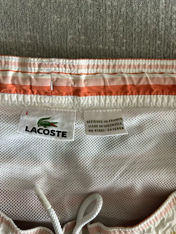Lacoste Men’s Strip Swim Trunks Shorts Board L Made In France Sailing Club - Image 7