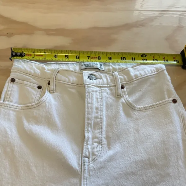 Abercrombie & Fitch Petite Ultra High Rise Ankle Straight Jeans Stretch Cream‎ - Image 10