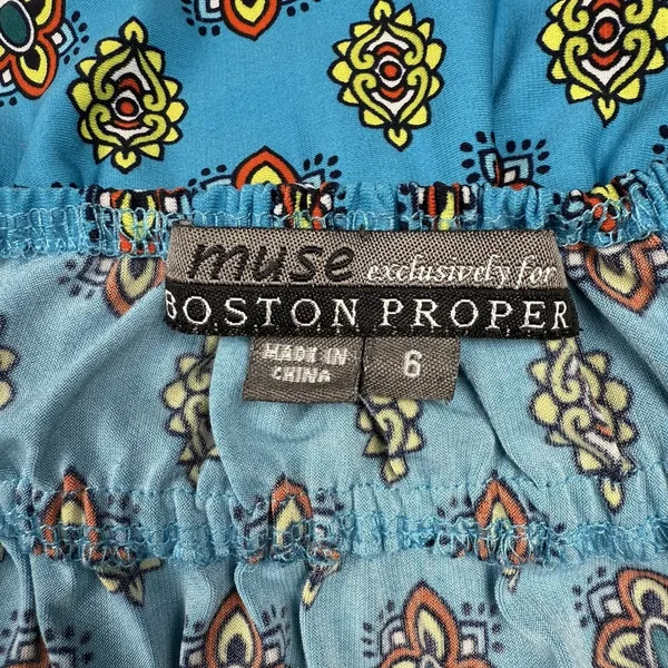 Muse Boston Proper Size 6 Empire Waist‎ Dress 3/4 Sleeves Boho Knit Colorful - Image 4