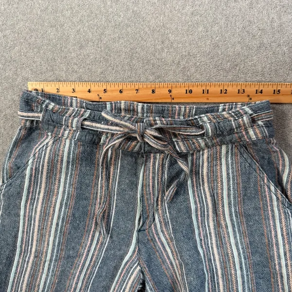 Democracy Wide-Leg Cropped Pants Womens 4 Flex-ellent Raw Hem Linen Blend Stripe - Image 5