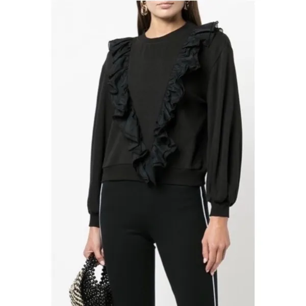 Alice + Olivia Carrie Ruffle Sweatshirt‎ Sweater Black XS - Image 3