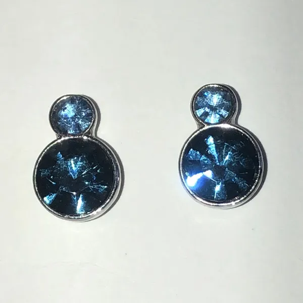 Elegant Silver Tone Blue Rhinestone Dainty Boho Earrings - Image 2