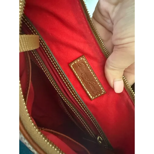 Dooney & Bourke Pebble Grain Leather Hobo Shoulder Bag Burgundy Wine Tan Trim - Image 7