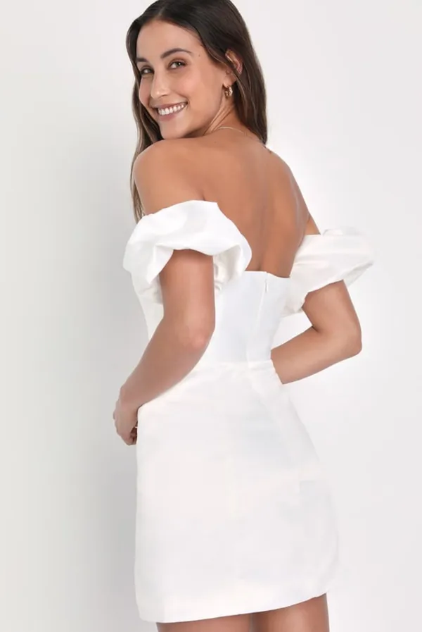Lulus Off The Shoulder White Dress - Image 3
