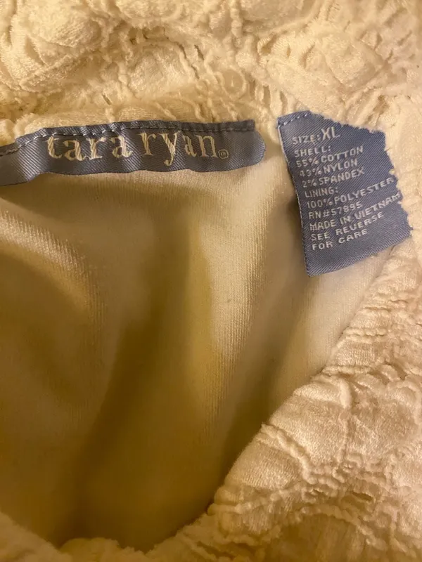 Cara Ryan Ivory White Lace Short Sleeve Crop Button Jacket Blazer XL - Image 2