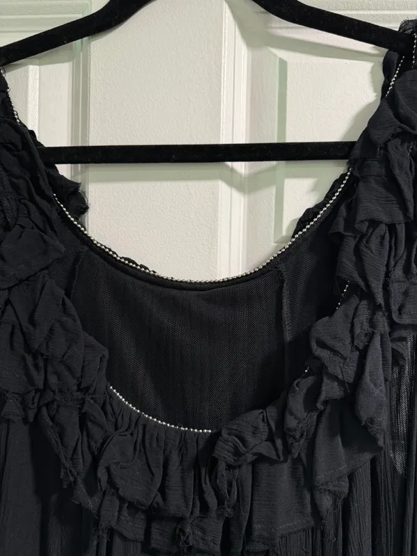 Free People Black Ruffle Dress - Image 3