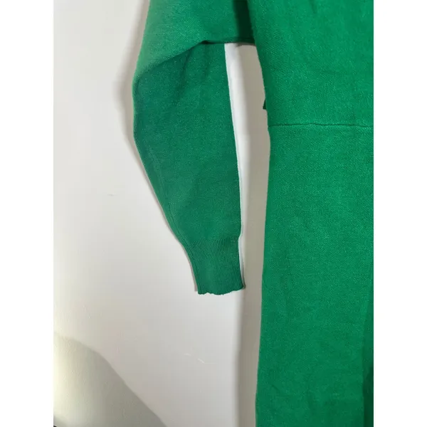 Cider Green Wrap Sweater Dress V-Neck Belted Back Cutout Midi CD20230904384 XS‎ - Image 4