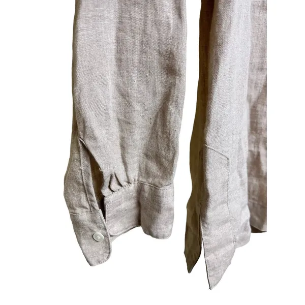 J.Crew Baird McNutt Linen Tunic Style Long‎ Sleeve Shirt Beige Women’s Size 4 - Image 6
