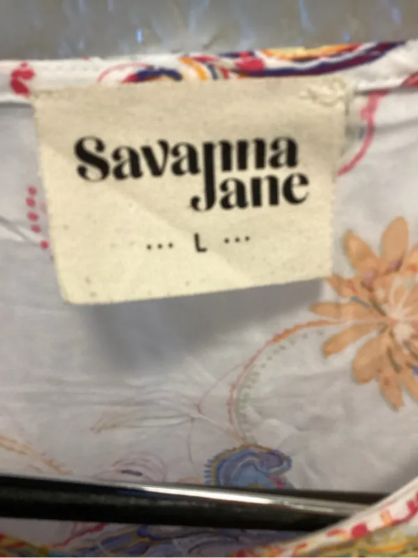 Savanna Jane White Floral Paisley Lattice Cap Sleeve Top - Image 2