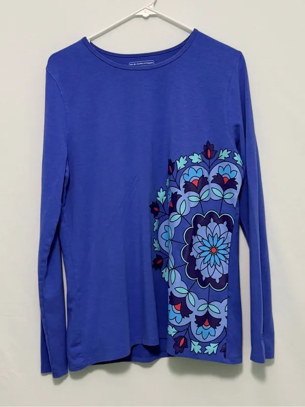 Coolibar women's long-sleeve sun protection shirt size Large blue - Image 12